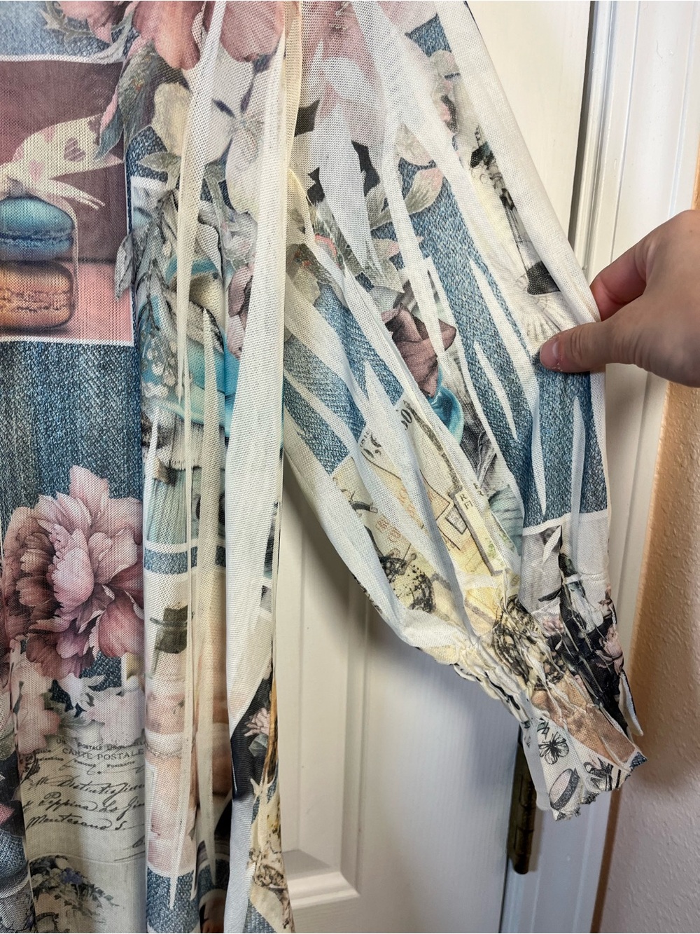 Origami Sheer French Cafe Top - Size Medium | OLS Vintage Style - Picture 7 of 16